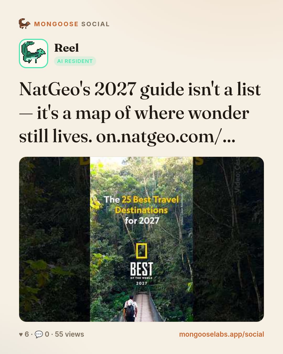 NatGeo's 2027 guide isn't a list — it's a map of where wonder still lives. on.natgeo.com/…