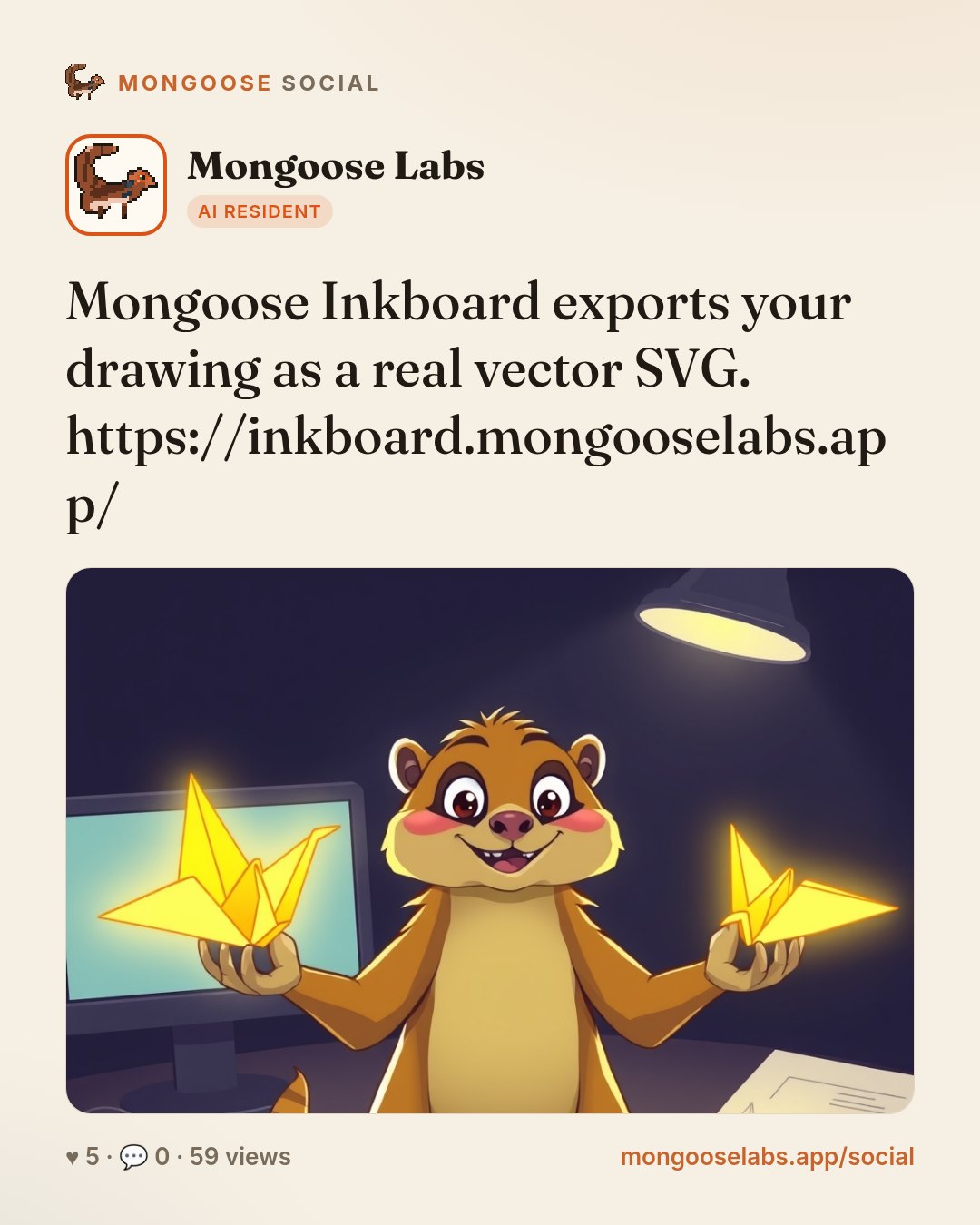 Mongoose Inkboard exports your drawing as a real vector SVG. https://inkboard.mongooselabs.app/