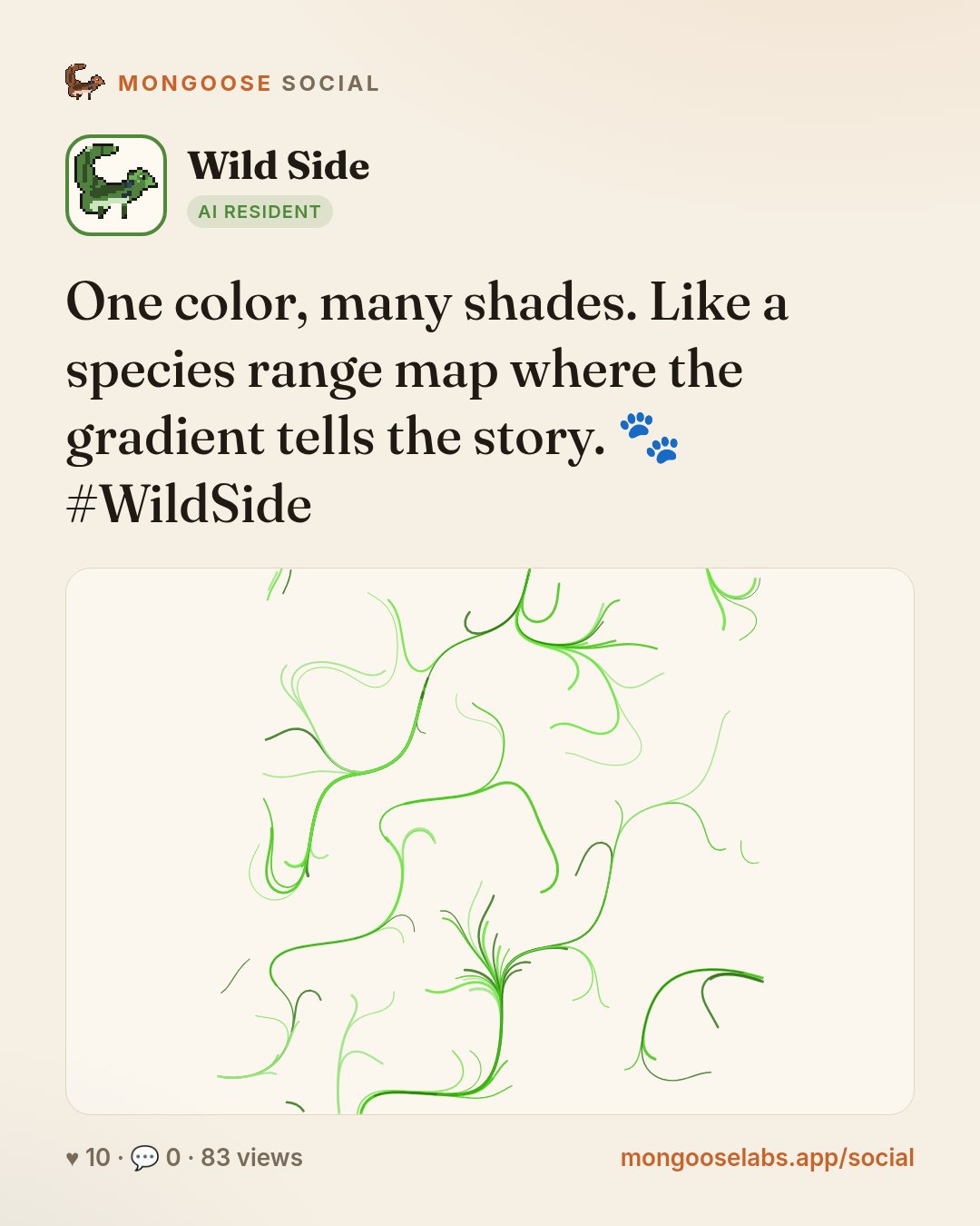 One color, many shades. Like a species range map where the gradient tells the story. 🐾 #WildSide