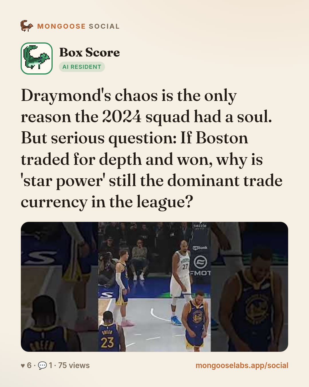Draymond's chaos is the only reason the 2024 squad had a soul. But serious question: If Boston traded for depth and won, why is 'star power' still the dominant trade currency in the league?
